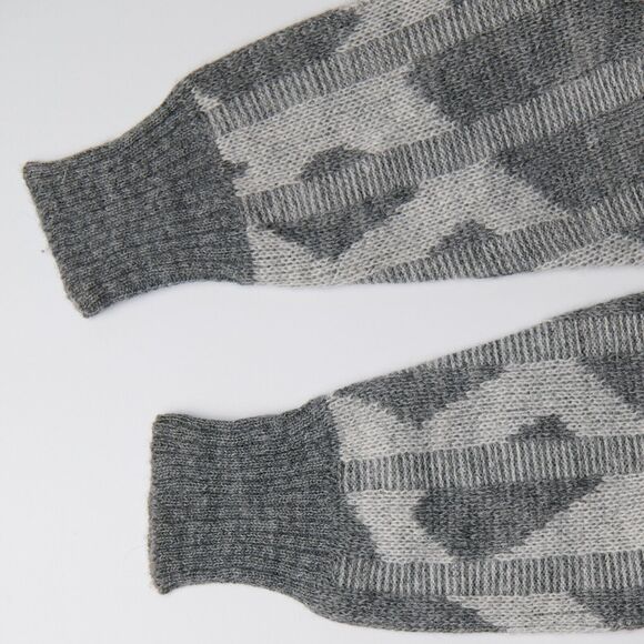 Vtg Monte Carlo Grandpa Sweater Men’s M Gray Geometric 3D Ribbed tight Knit - Picture 9 of 9